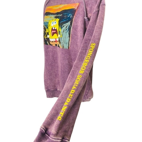 Nickelodeon Spongebob Squarepants Hooded Acid Wash Sweatshirt Size L - Picture 3 of 6